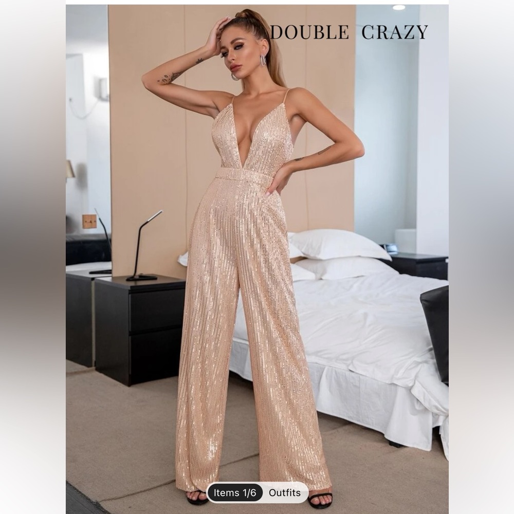 Wide leg sequin bodysuit
